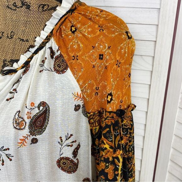 Jane & Delancey Paisley Floral Pattern Block Peasant Blouse Small - Picture 5 of 12